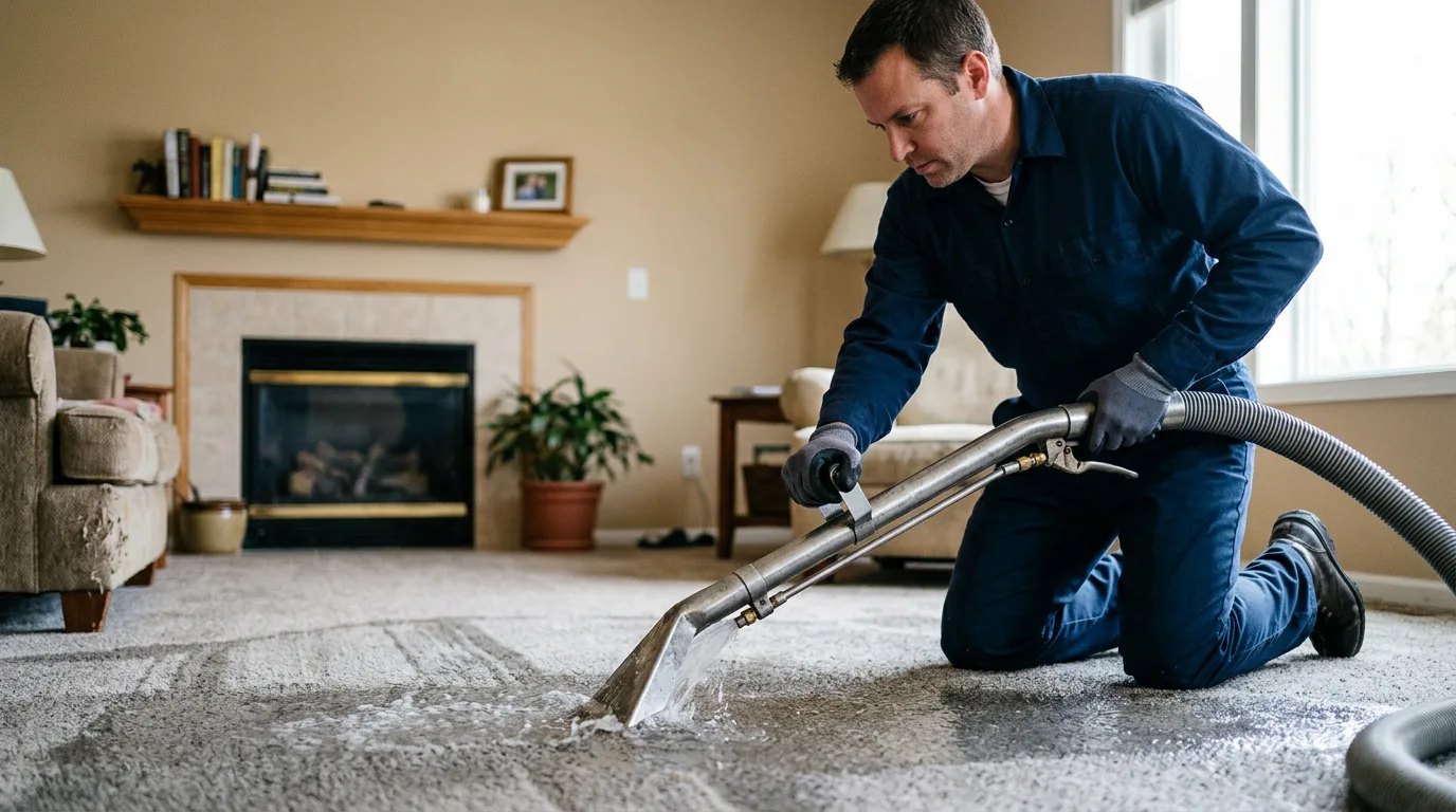 Water damage restoration technician working near Godwin, NC